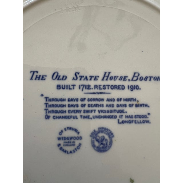 Wedgwood Wedgwood Vintage Boston Old State House Plate - Blue and White Plate For Sale - Image 4 of 7