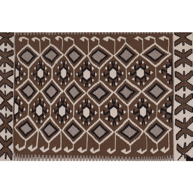 Coffee Vintage Turkish Kayseri Kilim Rug 3'10" X 4'7" For Sale - Image 8 of 13