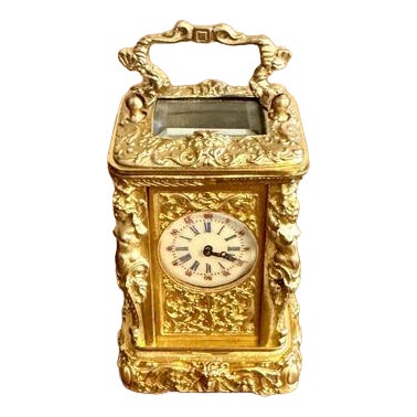 Antique Victorian Ornate Brass Miniature Carriage Clock, 1890 For Sale