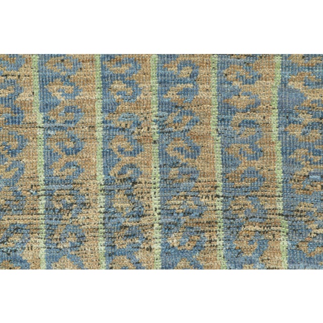 Tribal Rug & Kilim’s Tribal Style Rug in Blue, Green, and Beige-Brown Geometric Stripes For Sale - Image 3 of 8