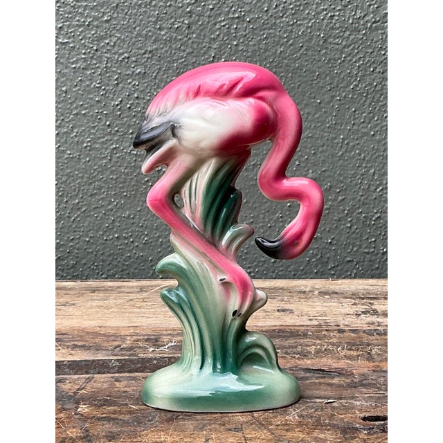 Mid 20th Century Vintage MCM Glazed Ceramic Flamingo For Sale - Image 5 of 12