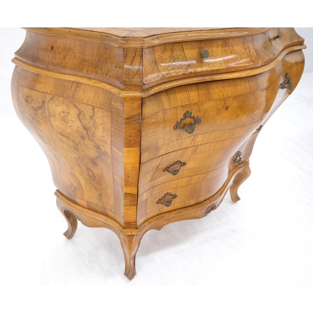 Wood Pair of Italian Olive Burl Wood Patched Veneer Bombay Small Dresser Stands Table For Sale - Image 7 of 15