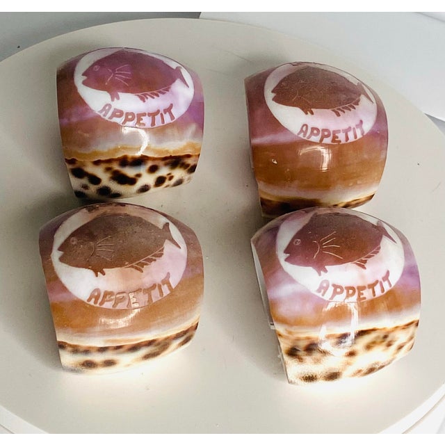 Vintage Bon Appetit Shall Napkin Rings - Set of 4 For Sale In West Palm - Image 6 of 7