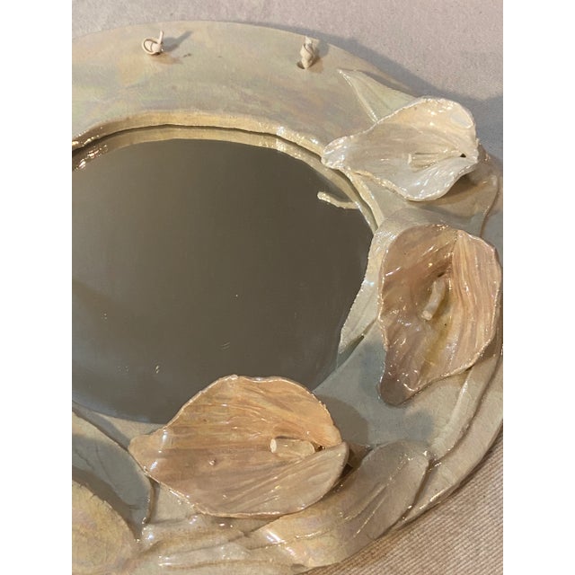 Vintage Calla Lily Ceramic Mirror For Sale - Image 11 of 12