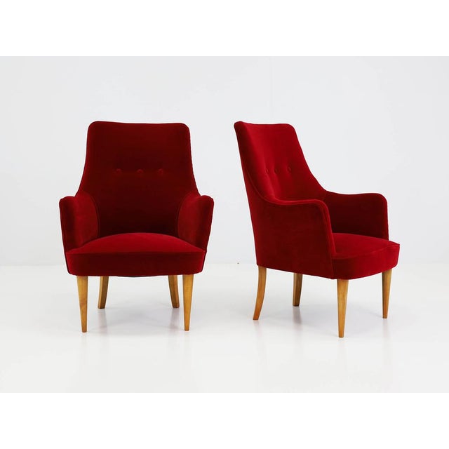 Small Armchairs with High Backrests in the style of Gio Ponti, Italy, 1950, Set of 2, in Very Good conditions. Designed...