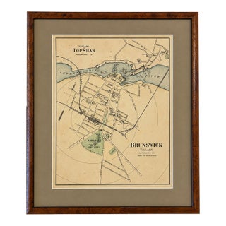 Brunswick & Topsham, Maine Villages Map – Bowdoin College, 1890 For Sale