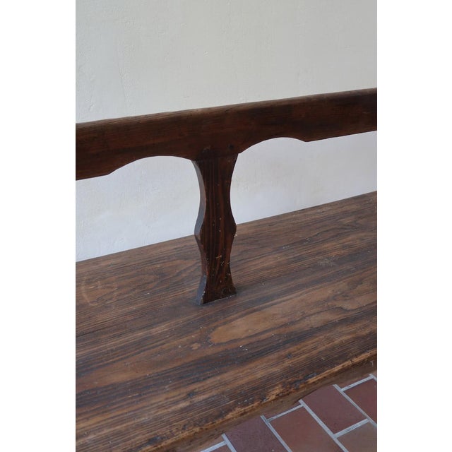 19th Century French Rustic Bench in Wood with Scalloped Back For Sale - Image 5 of 14
