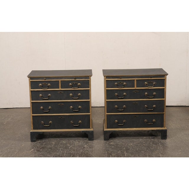 English Pair Black Side Chests, Mid 20th C. For Sale - Image 13 of 14