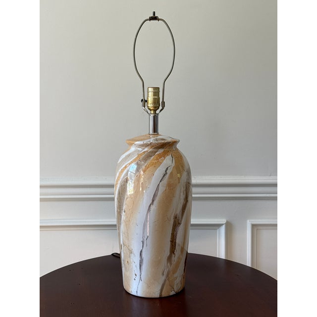 Mid -Century Modern Hand Painted Table Lamps - A Pair For Sale - Image 10 of 15