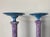 Boho Chic Bohemian Tall Garden Candle Stocks Pink and Blue 15” Pair For Sale - Image 3 of 6