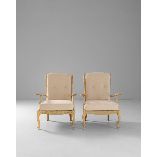 1960s French Louis XV Style Oak Armchairs With Upholstered Cushions - A Pair For Sale - Image 4 of 18