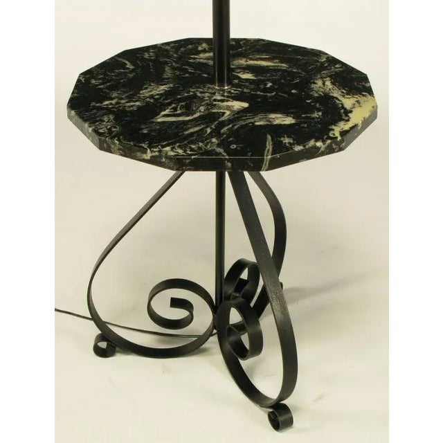 Black Dodecagon Marble & Iron Moorish Floor Lamp For Sale - Image 4 of 7