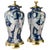 A stylish pair of vintage Chinese porcelain table lamps, dating from the 1980s. Finished in a deep dark blue glaze with...