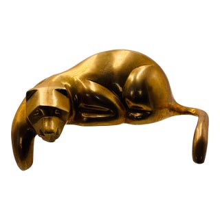 1980’s Vintage Dolby Cashier Solid Brass Resting Panther For Sale