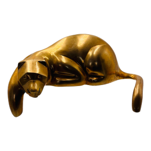 1980s Vintage Dolby Cashier Solid Brass Resting Panther