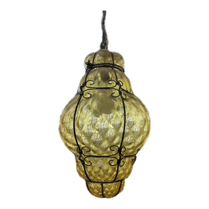 Vintage Amber Bubble Glass Lamp