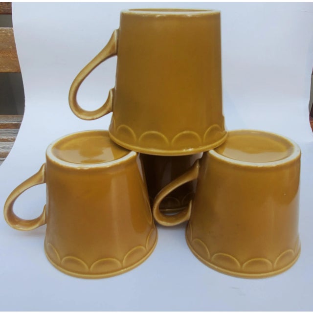 Set of 4 Vintage Homer Laughlin Castilian Coventry Golden Harvest 3 Inch Coffee Tea Mug Cups Yellow Gold Ceramic mug cups...
