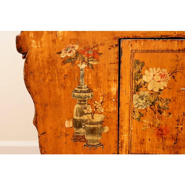 Chinese Antique Chinese Hand-Painted Altar Style Sideboard Cabinet For Sale - Image 3 of 12