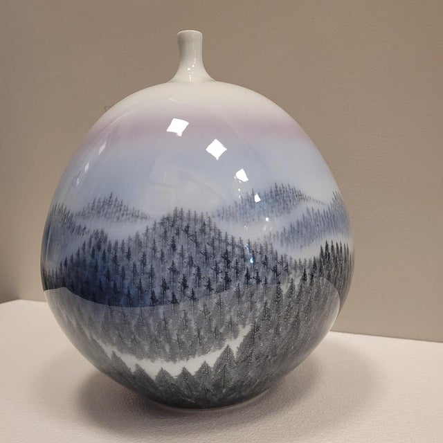 20th Century Arita Porcelain Vase Dawn in the Forest Fujii Shumei, Japan, 1950s For Sale - Image 9 of 16