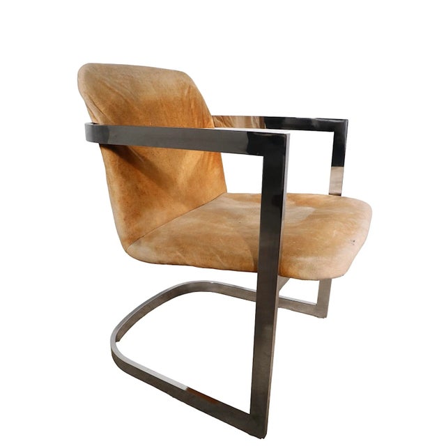 1970’s Chrome Frame Arm Chair After Baughman For Sale In New York - Image 6 of 10