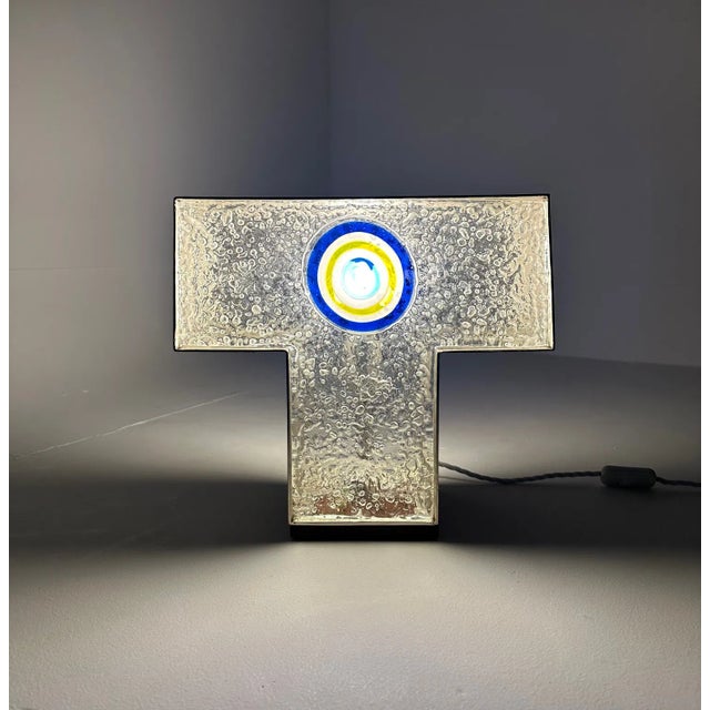 1960s Vintage Italian Glass and Steel Table Lamp, 1960 For Sale - Image 5 of 9