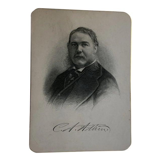 1881 Chester Arthur Portrait Steel Engraving Print For Sale