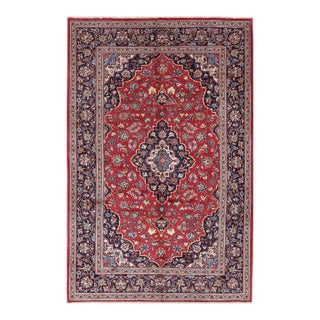Pasaragd DC Red Color Hand Knotted Kashan Rug For Sale