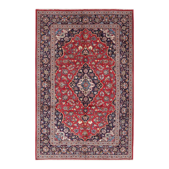 Pasaragd DC Red Color Hand Knotted Kashan Rug For Sale