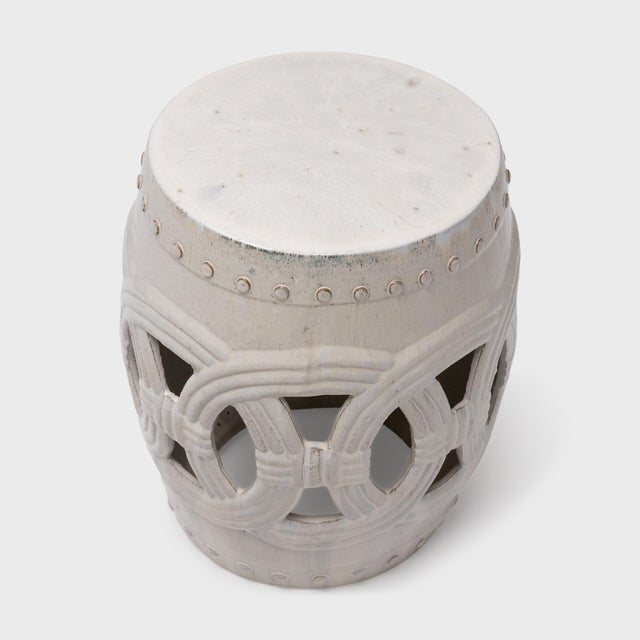 Contemporary Chinese Milky White Prosperity Garden Stool, C. 1900 For Sale - Image 3 of 5