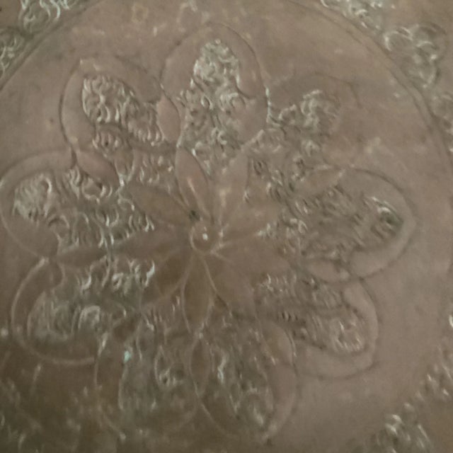 Late 19th Century Antique Highly Crafted and Detailed Moroccan Cooper Plate For Sale - Image 4 of 13