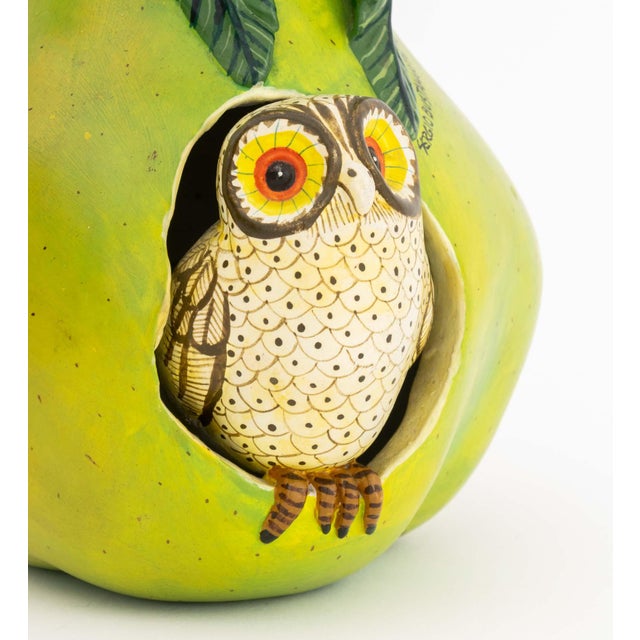 Mexican Sergio Bustamante Owls in a Pear Sculpture, 1984 For Sale - Image 3 of 9