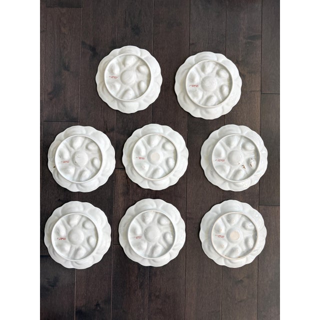 Late 19th Century French Le Chambrelain Porcelain Hand-Painted Seaweed Oyster Plates - Set of 8 For Sale - Image 12 of 13
