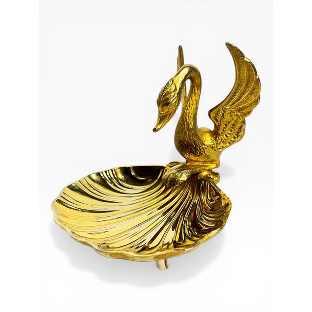 Pair of Vintage Brass Swan & Shell Soap Dishes in the Style of Sherle Wagner For Sale - Image 9 of 17