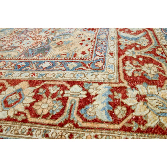 Textile 1920s Antique Persian Bakhtiari Wool Rug With a Tan Color and Allover Pattern For Sale - Image 7 of 9