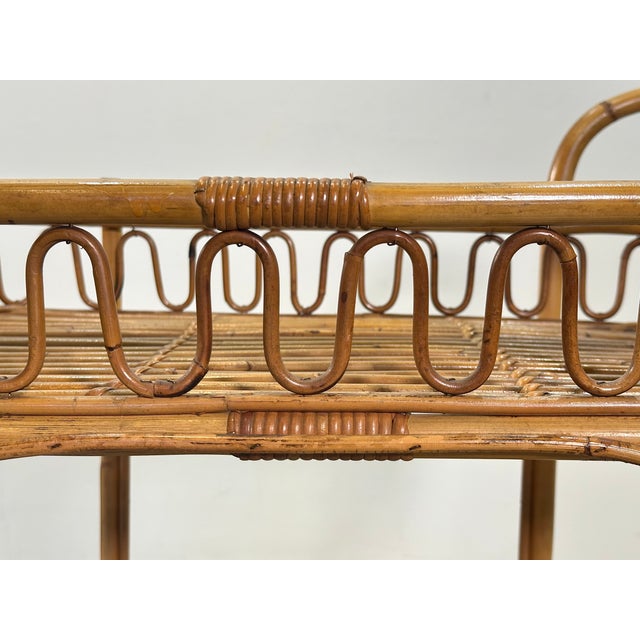 Rattan and Bamboo Bar Cart, 1970s For Sale - Image 6 of 10
