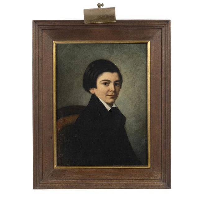 Portuguese School Artist, Portrait of Boy, 19th Century, Oil on Canvas For Sale - Image 6 of 6