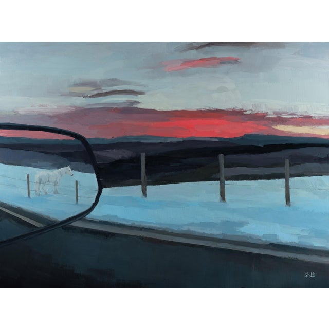 And Belonged to Otherwise Memory by Shelli Langdale | Oil on gallery panel Landscape with a horse at sunset. For Sale