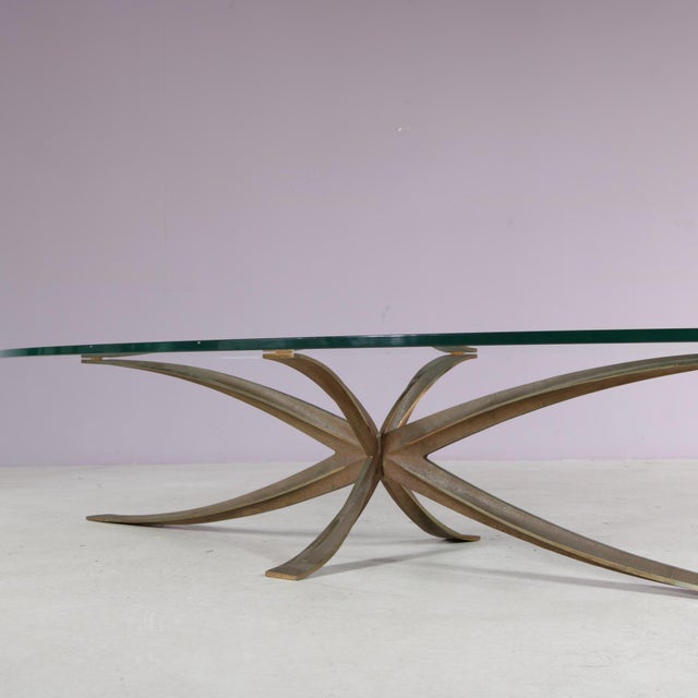 Metal Brass Coffee Table by Michel Mangematin & Roger Bruny, 1960s For Sale - Image 7 of 10