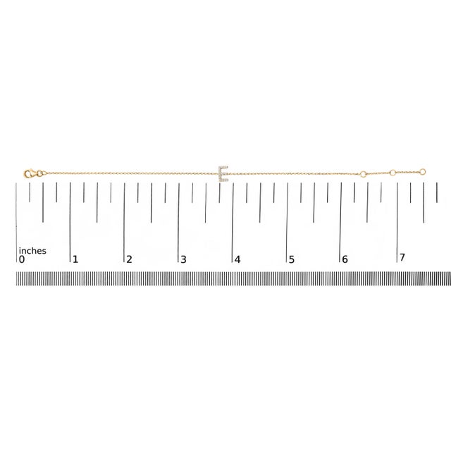 10K Yellow Gold Diamond Accent "E" Initial Charm and Link Bracelet For Sale In New York - Image 6 of 6