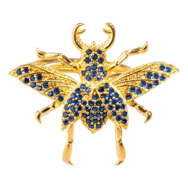 Queen Bee Sapphire & Gold Chunky Ring, Size 4 For Sale