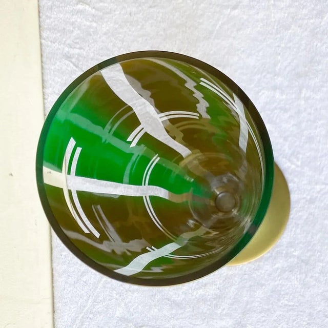 Mid Century Modern Green and Gold Glass Vase For Sale - Image 4 of 9