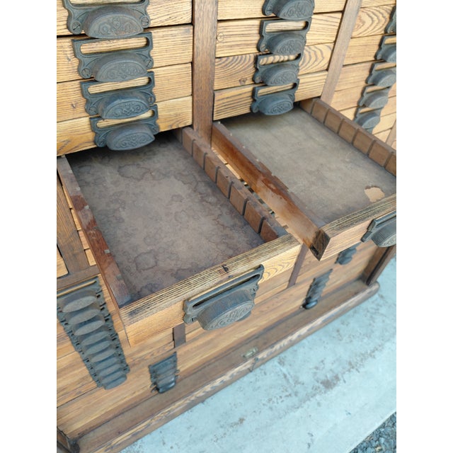 Antique 85 Drawer Cabinet With Tambour Front Attributed to Hamilton For Sale - Image 15 of 16