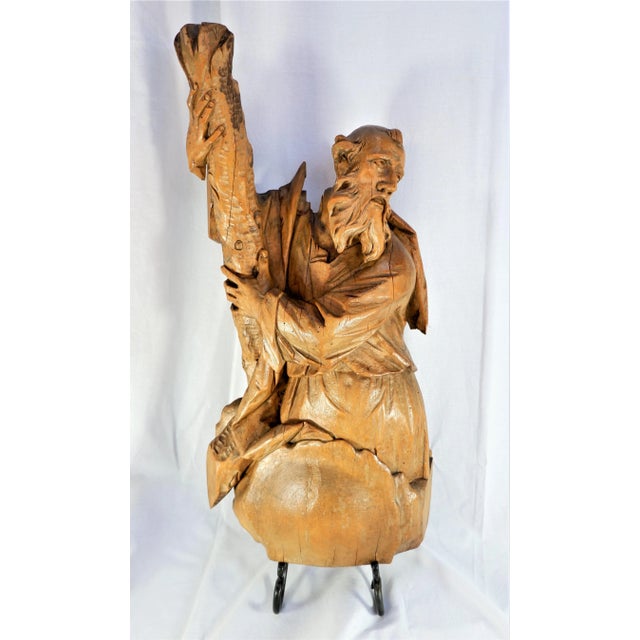 Brown 18th Century Antique German Carved Santo Figure For Sale - Image 8 of 8
