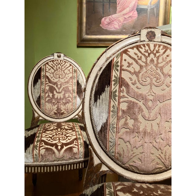 Chairs in Lacquer and Ikat Damask Upholstery, Set of 2 For Sale - Image 16 of 18