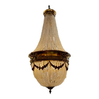 Antique French Louis XVI Basket Style French Chandelier For Sale