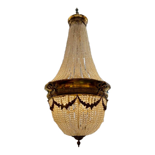Antique French Louis XVI Basket Style French Chandelier For Sale