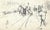 Drawing of workers in Japan by a Japanese artist. This page is signed by the artist Shirosu and dated 1907. . Combined...