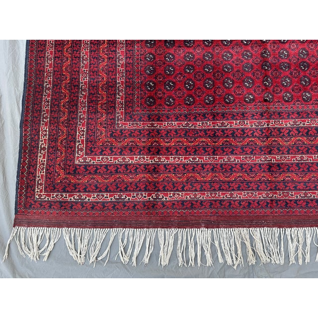 Fine Red Tekke Bokhara Hand-Knotted Wool Rug - 6'6" X 9'6" For Sale - Image 6 of 11