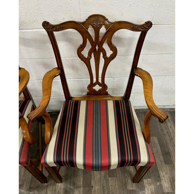 Vintage Chippendale Style Dining Arm Chairs - Pair For Sale - Image 9 of 12
