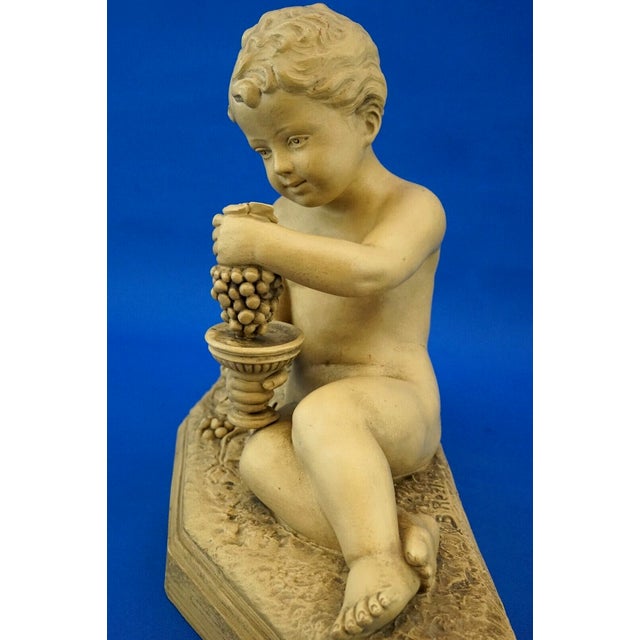 Bacchanalian Putto Child Bacchus Terracotta Sculpture by Bohumil Rezl, Czechoslovakia, 1800s For Sale - Image 9 of 18